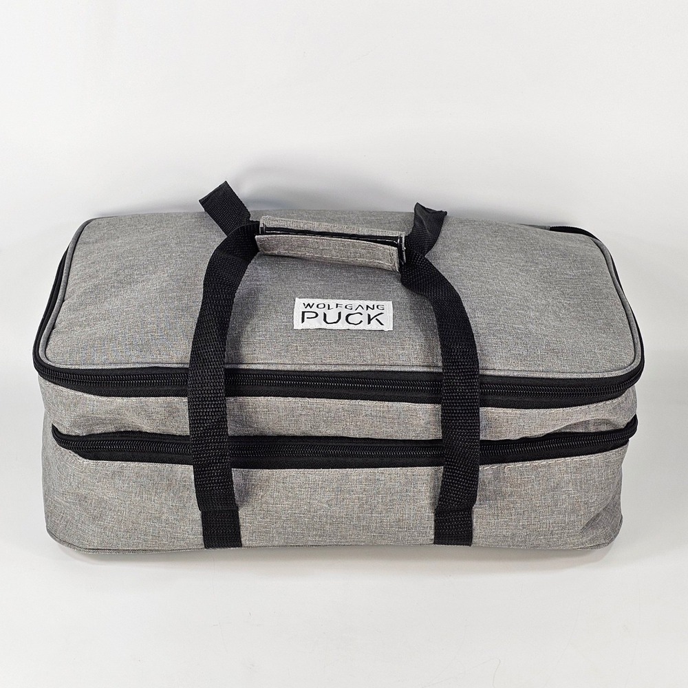 Wolfgang Puck Insulated Casserole Carrier Dual Compartment Gray Thermal Bag
